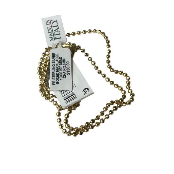 Unbranded made in Italy sterling silver gold plated 2.5 mm bead chain necklace - Picture 3 of 5